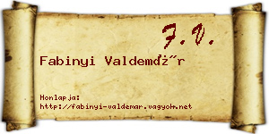 Fabinyi Valdemár névjegykártya